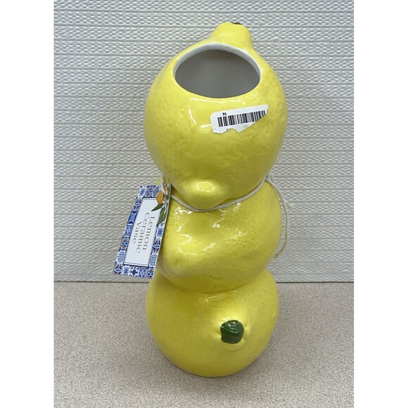 LEMON Ceramic Pottery Bud Vase Figural Yellow 3-D Textured One Design Home - Picture 8 of 17